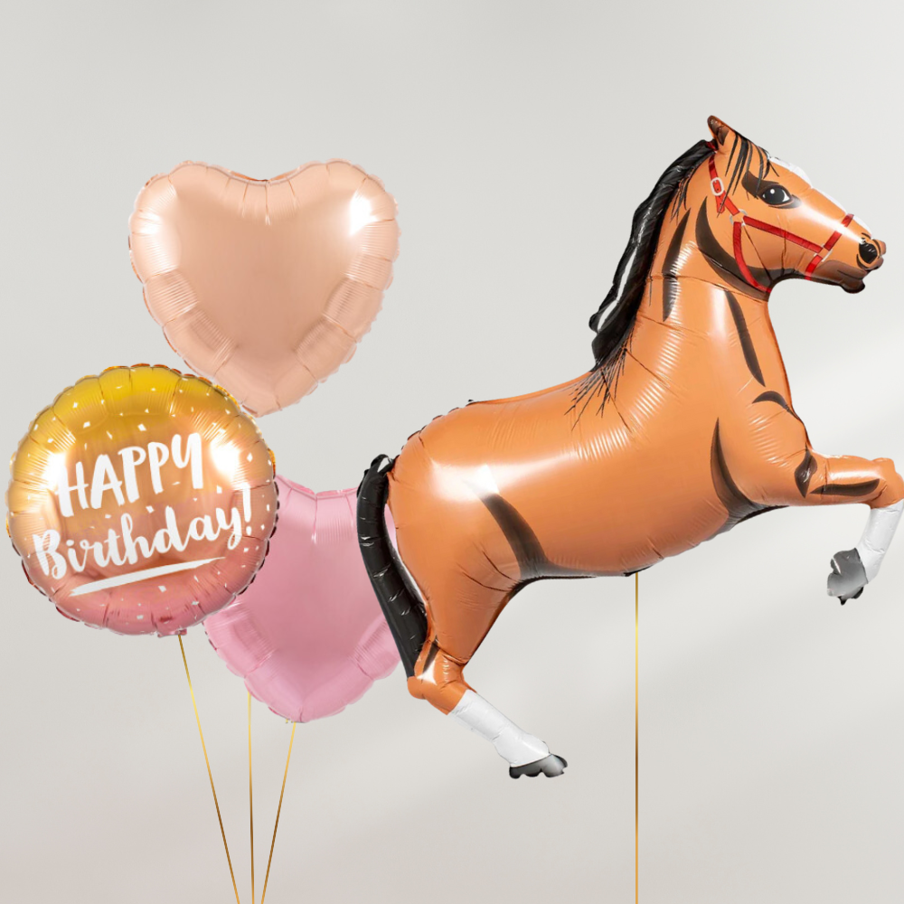 Horse Hearts Happy Birthday Ballongbukett