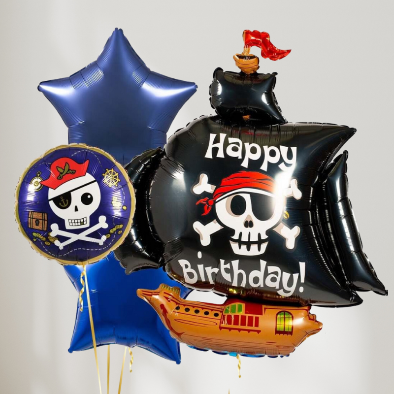 Piratskute Happy Birthday Ballongbukett