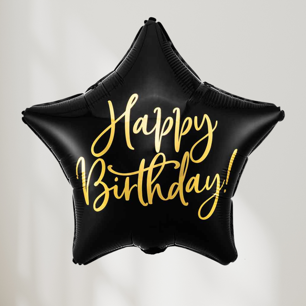 Happy Birthday Sort Stjerne Ballong