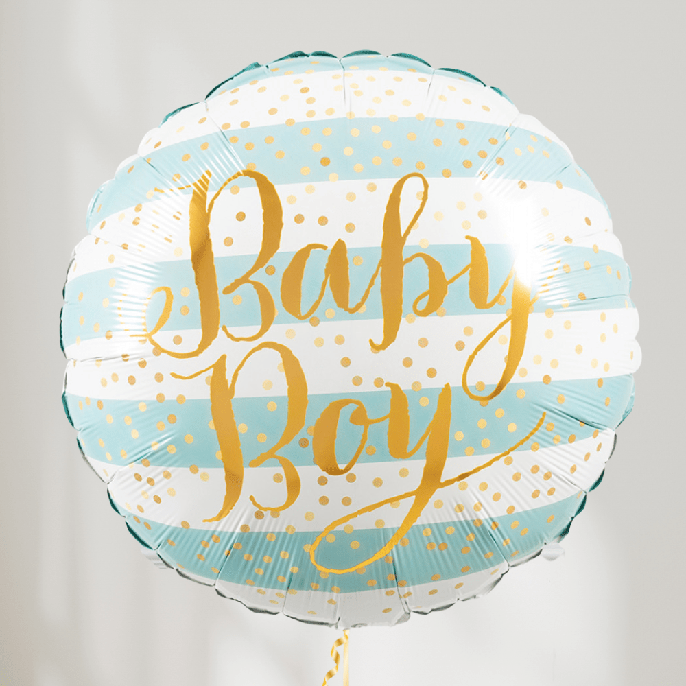 Baby Boy Blå Striper Rund - Ballonglevering.no