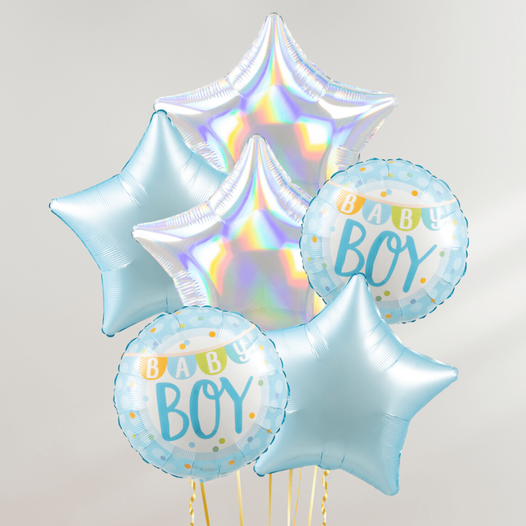 Baby Boy Blue Stars Ballongbukett - Ballonglevering.no