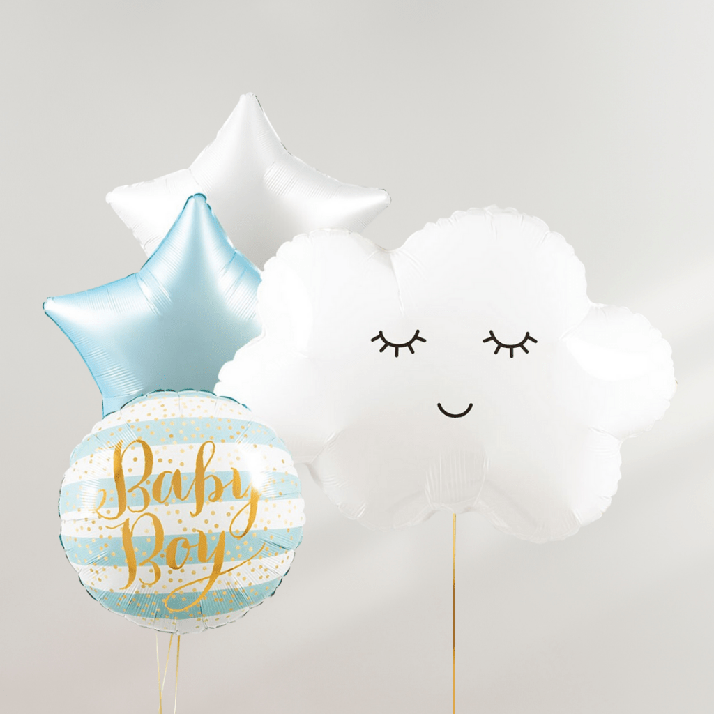 Baby Boy Stars and Cloud Ballongbukett - Ballonglevering.no