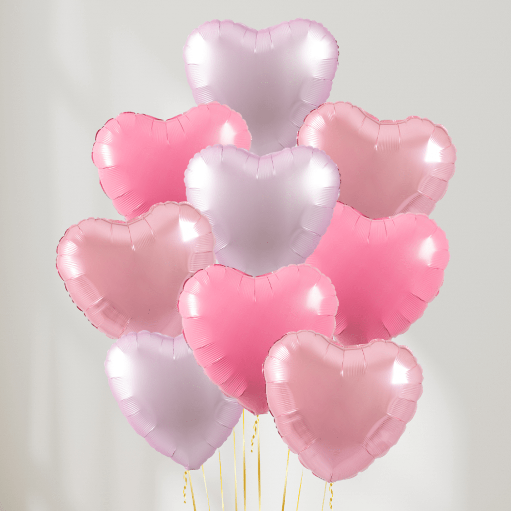 Baby Hearts Rosa Ballongbukett - Ballonglevering.no