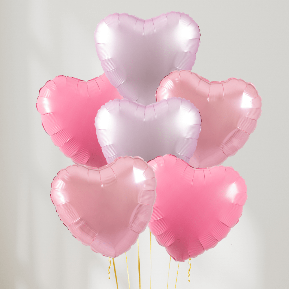 Baby Hearts Rosa Ballongbukett - Ballonglevering.no