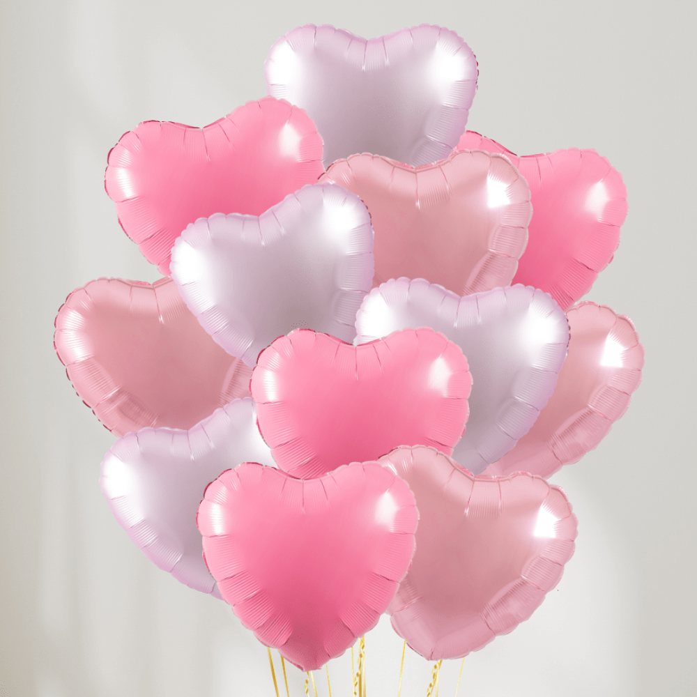Baby Hearts Rosa Ballongbukett - Ballonglevering.no