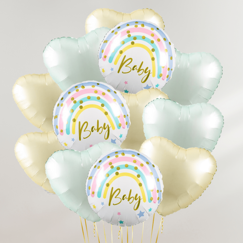Baby Pastel Hearts Ballongbukett - Ballonglevering.no
