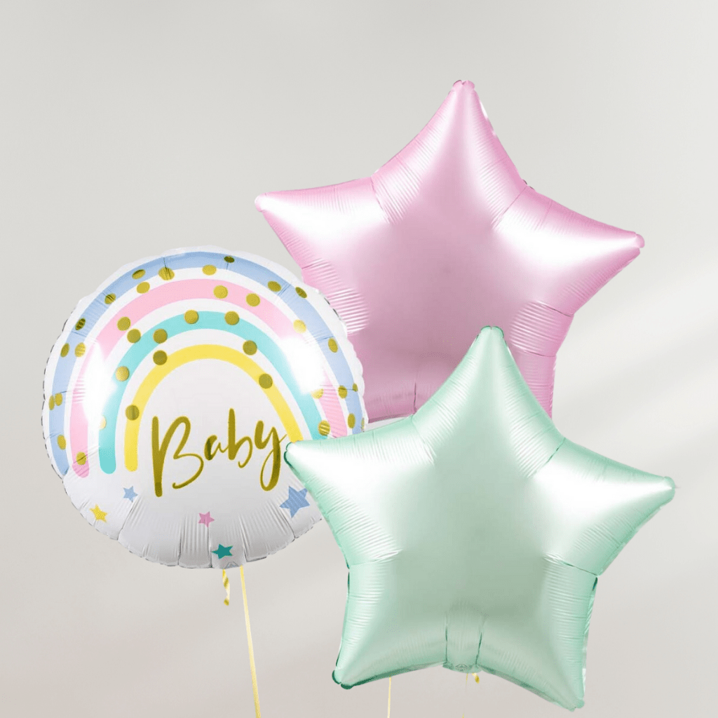 Baby Pastel Stars Ballongbukett - Ballonglevering.no