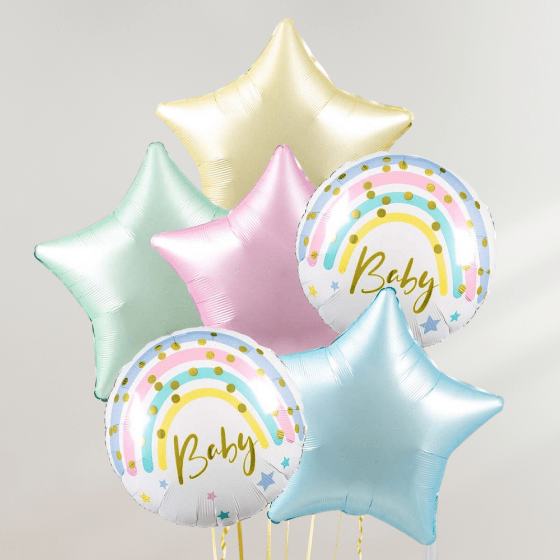 Baby Pastel Stars Ballongbukett - Ballonglevering.no
