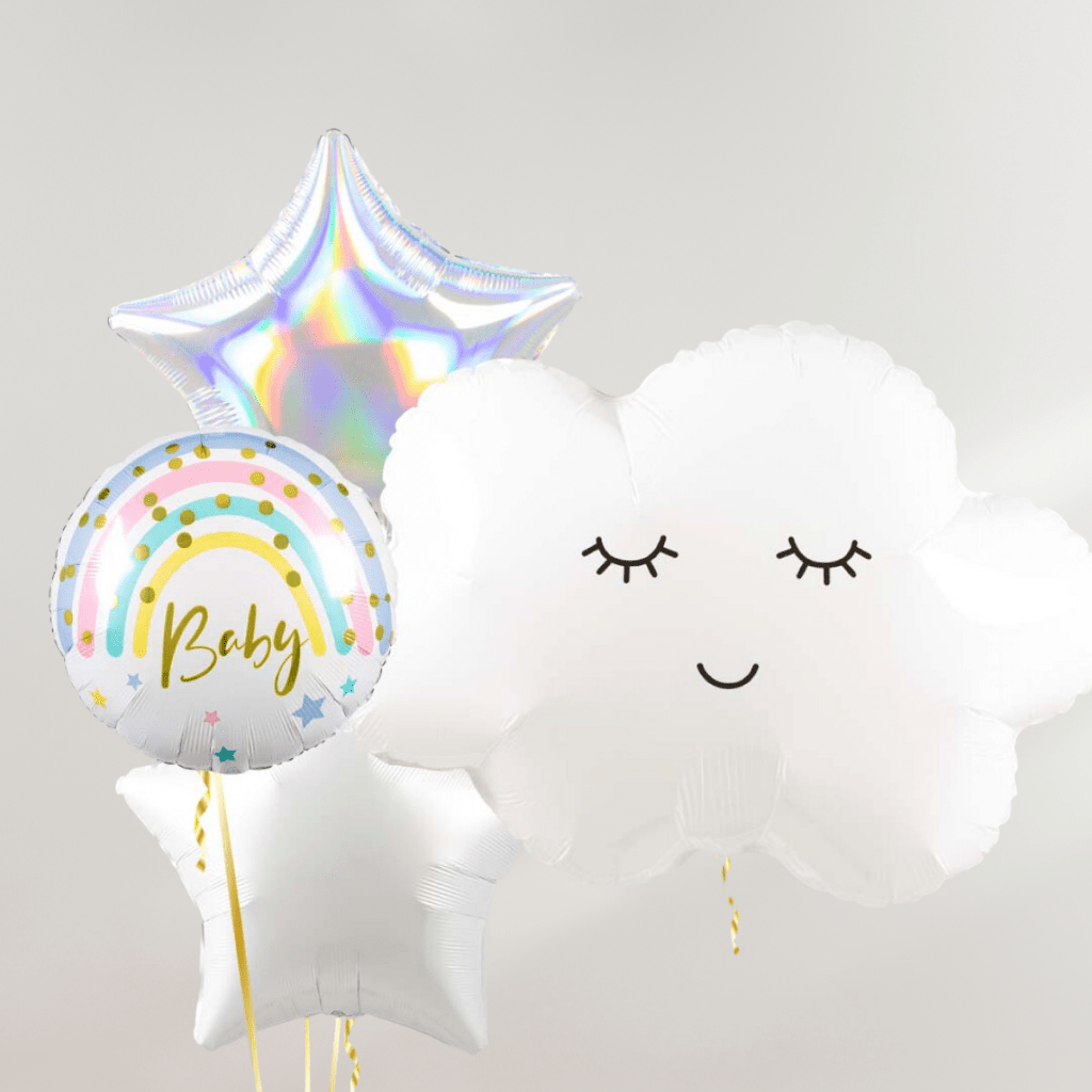 Baby Stars & Cloud Ballongbukett - Ballonglevering.no