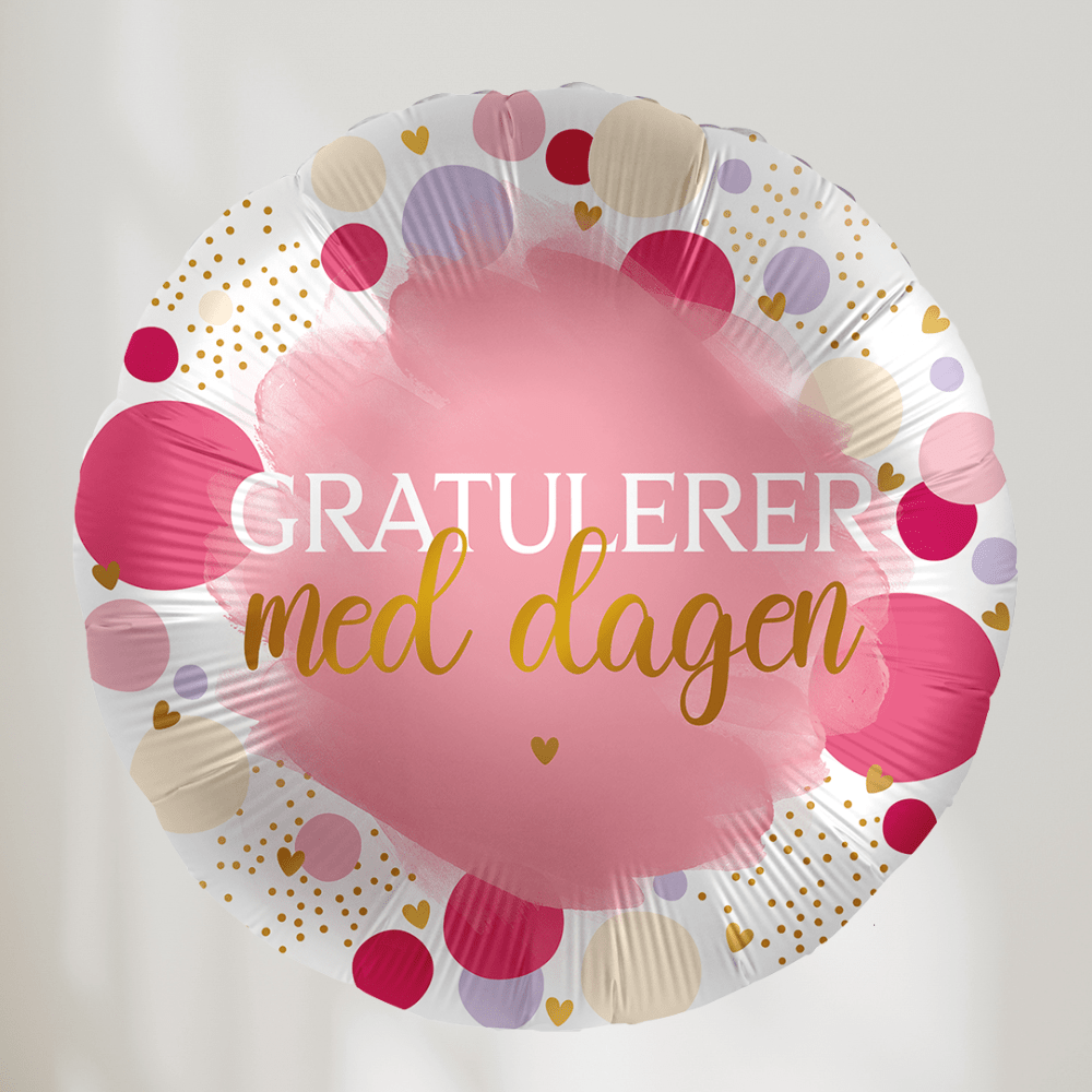 Gratulerer Med Dagen Rosa Dots Ballong - Ballonglevering.no
