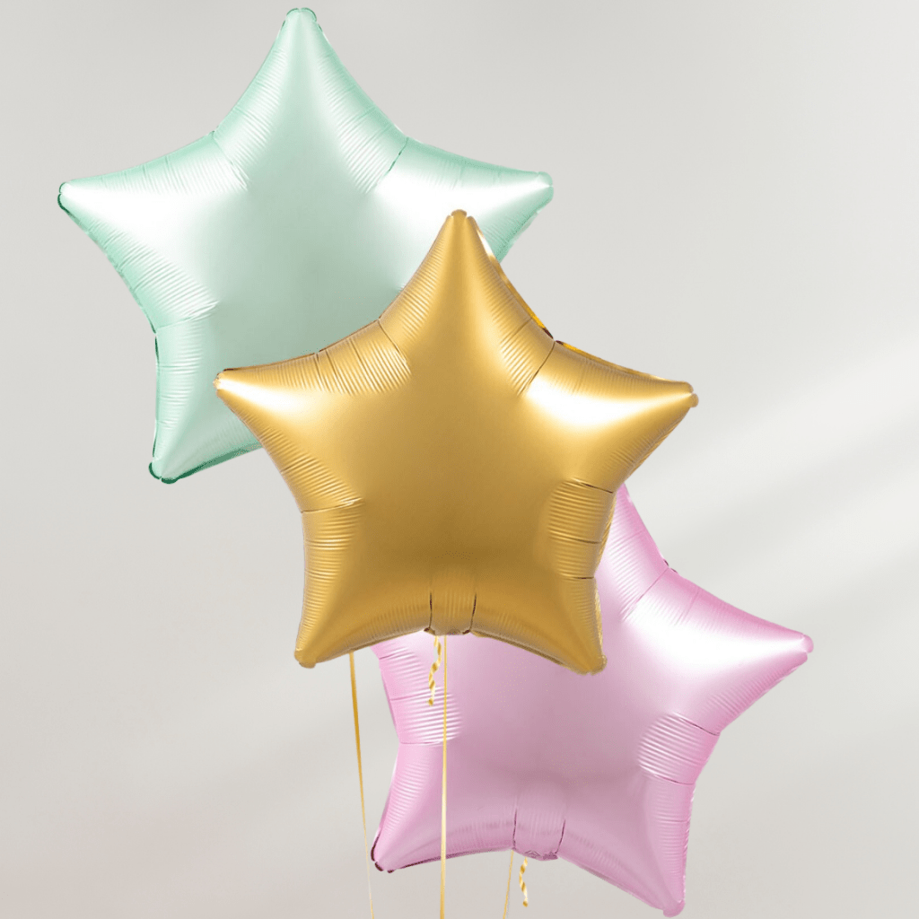 Gull & Pastell Stjerner Ballongbukett - Ballonglevering.no