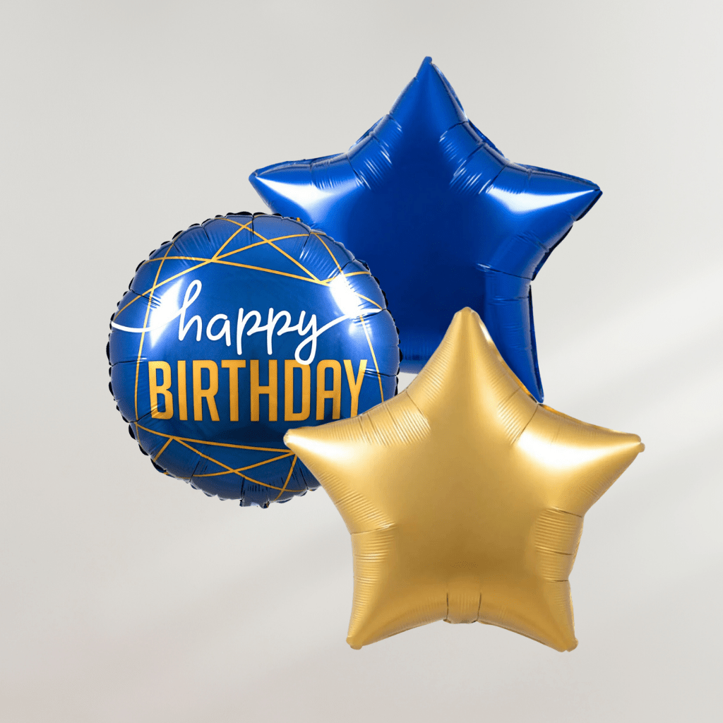 Happy Birthday Navy Stars Ballongbukett - Ballonglevering.no