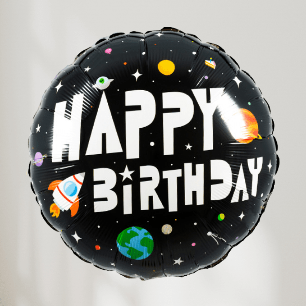 Happy Birthday Space Rund - Ballonglevering.no