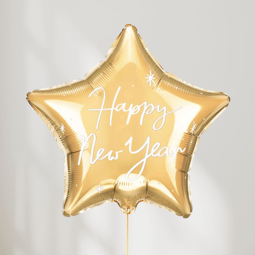 Happy New Year Gullstjerne Ballong - Ballonglevering.no