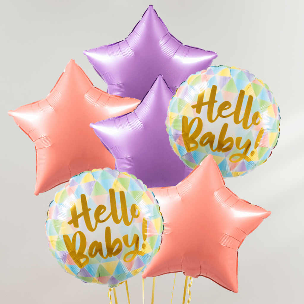 Hello Baby Pastel Stars Ballongbukett - Ballonglevering.no