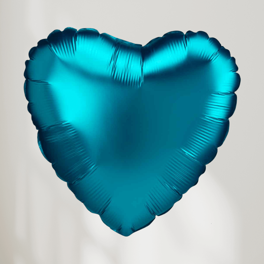 Hjerte Aqua Blå Satin Luxe - Ballonglevering.no