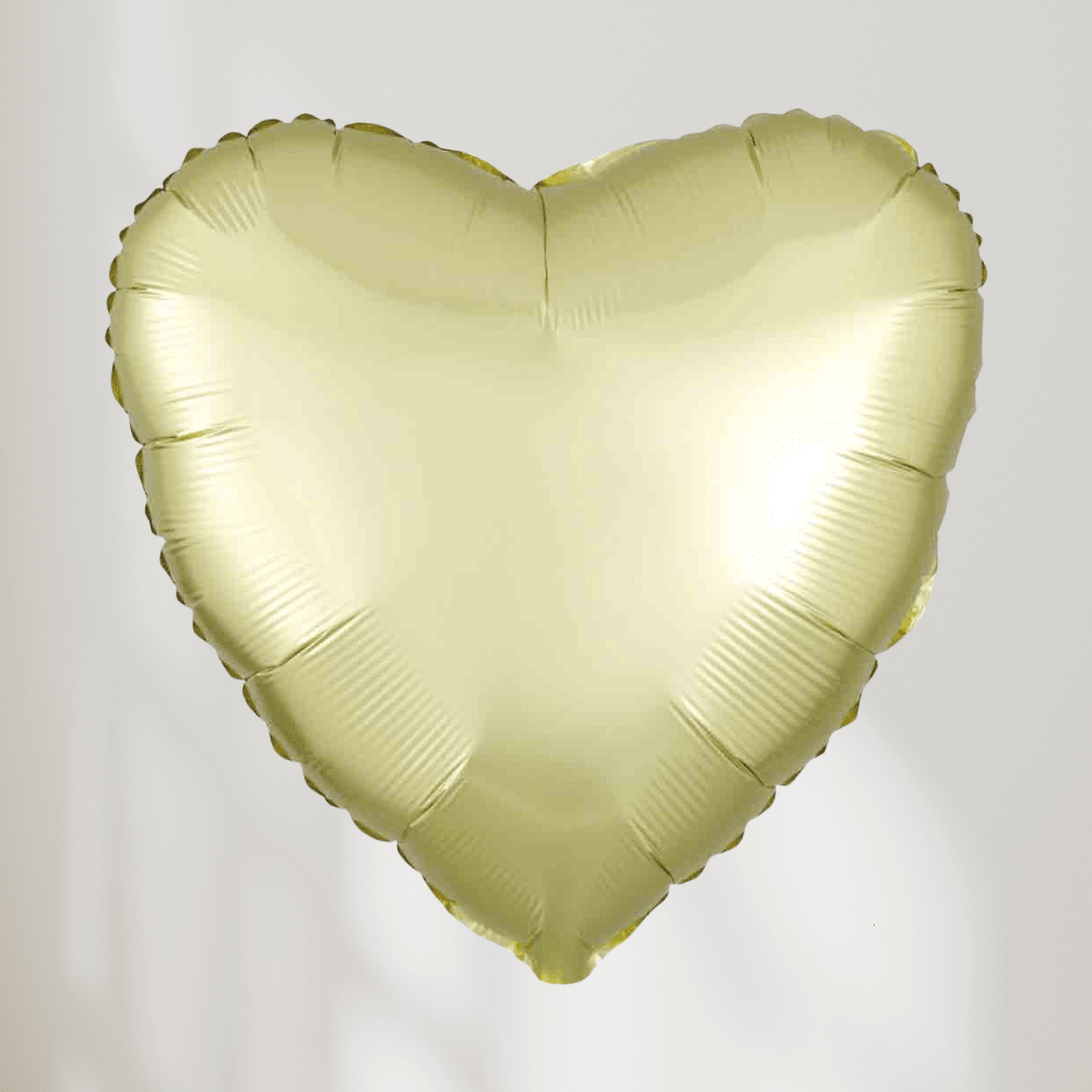 Hjerte Pastell Gul Satin Luxe - Ballonglevering.no
