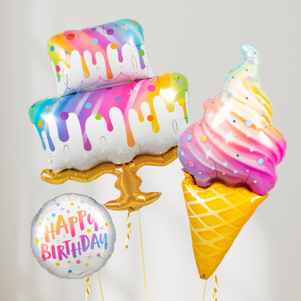 Ice Cake Bursdag Ballongbukett - Ballonglevering.no