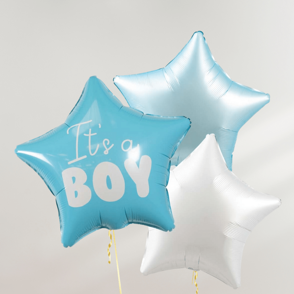 It's a Boy Blue Stars Ballongbukett - Ballonglevering.no