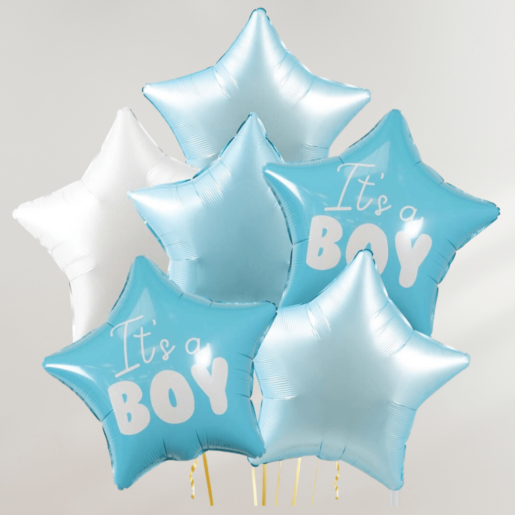 It's a Boy Blue Stars Ballongbukett - Ballonglevering.no