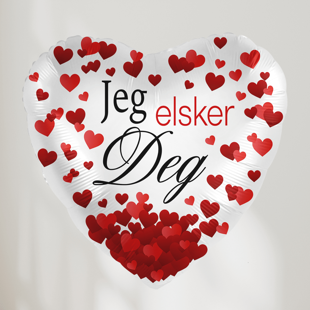 Jeg Elsker Deg Røde Hjerter Ballong - Ballonglevering.no