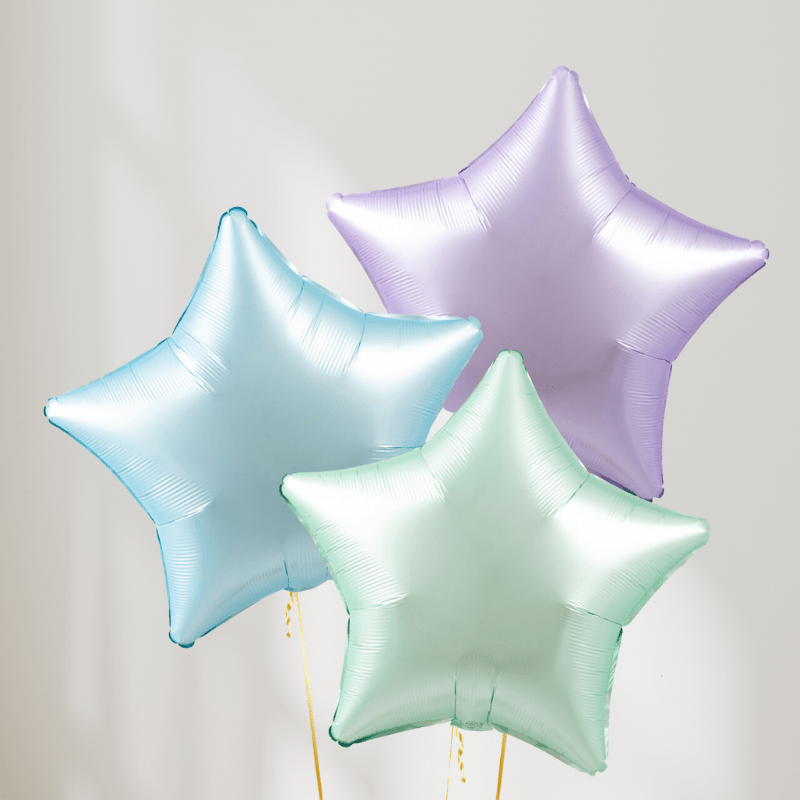 Pastell Sateng Stjerner Ballongbukett - Ballonglevering.no