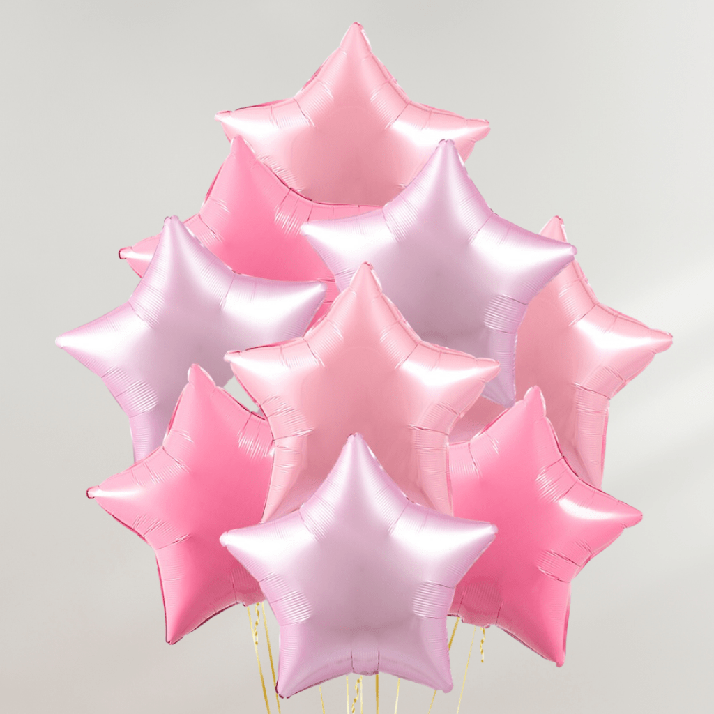 Pink Stars Ballongbukett - Ballonglevering.no