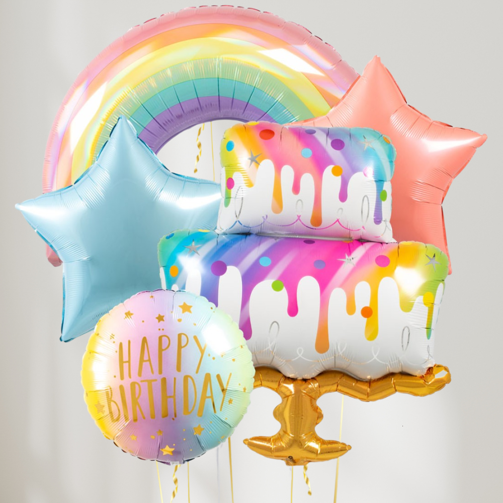 Rainbow Cake Ballongbukett - Ballonglevering.no