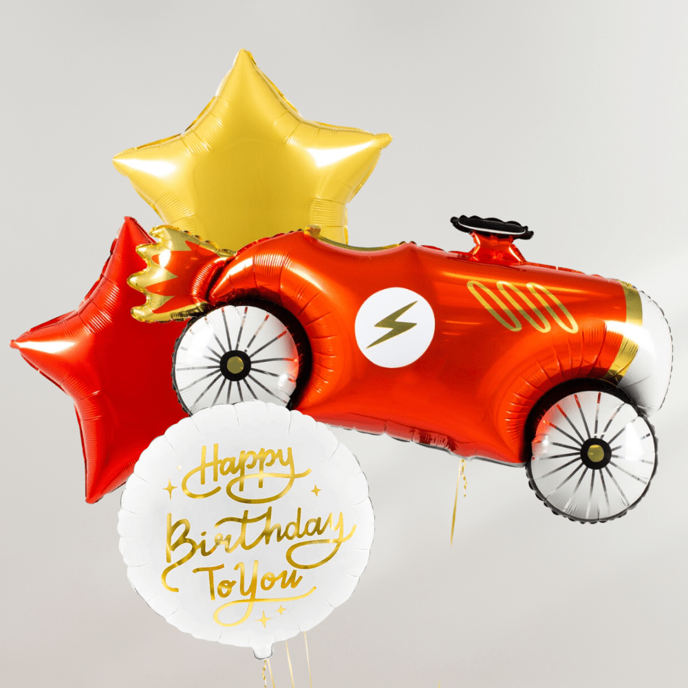 Rød Sportsbil Ballongbukett - Ballonglevering.no