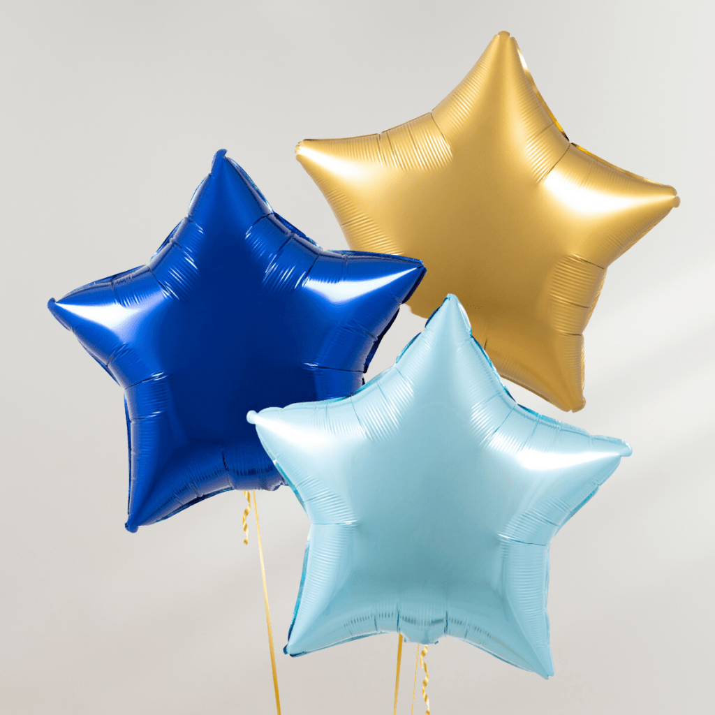 Royal Blue Stars Ballongbukett - Ballonglevering.no