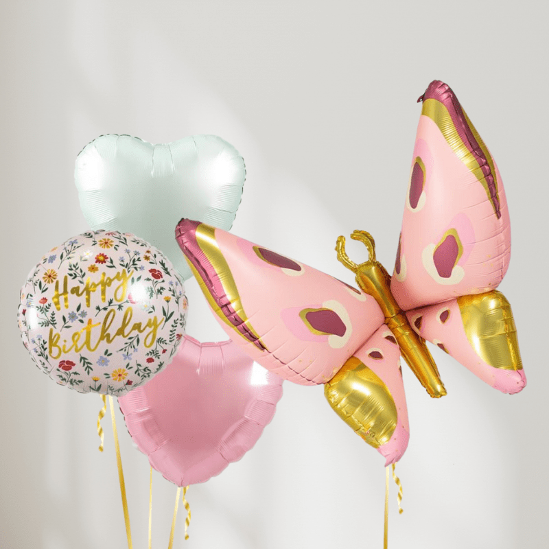 Sommerfugl Happy Birthday Ballongbukett - Ballonglevering.no