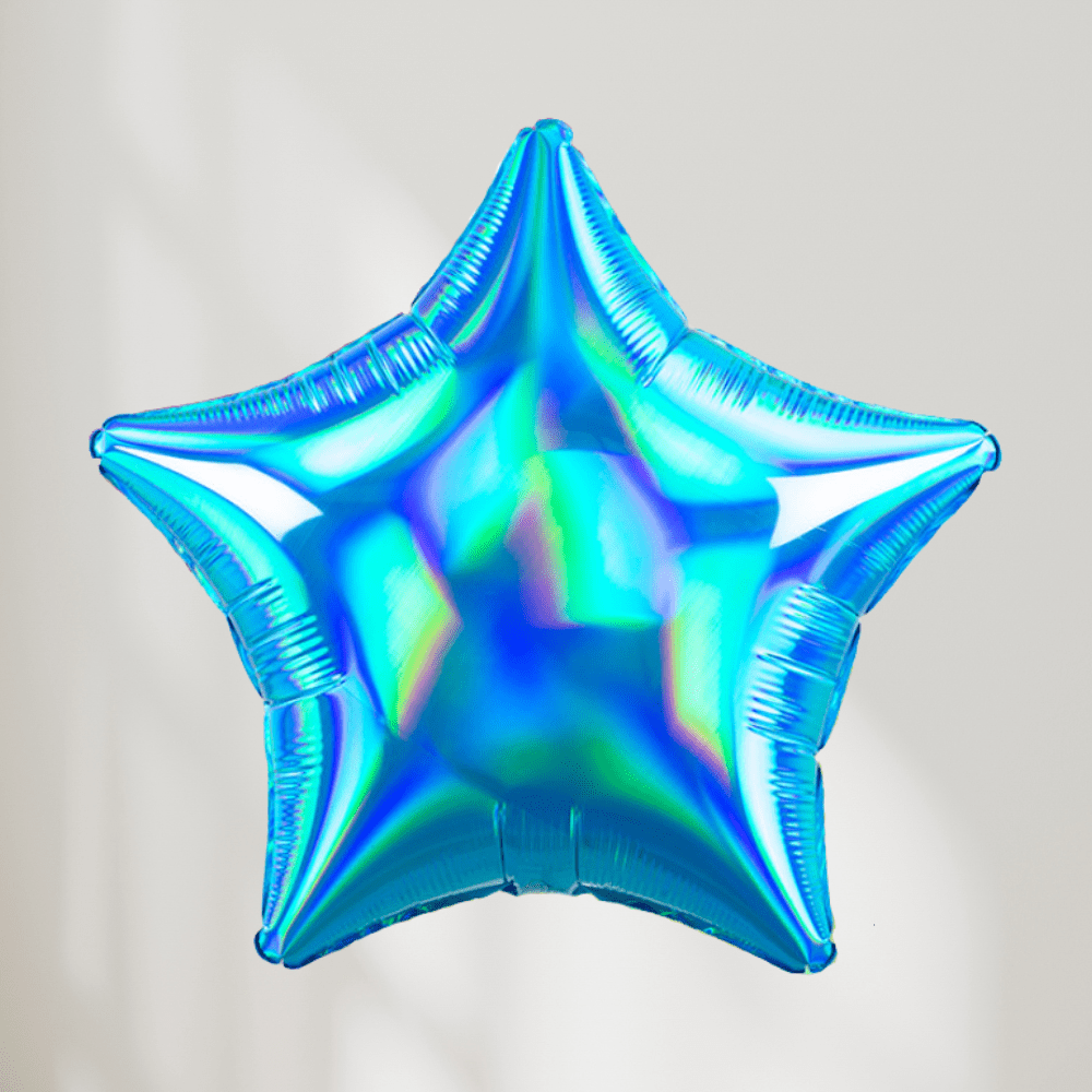 Stjerne Holografisk Blå - Ballonglevering.no