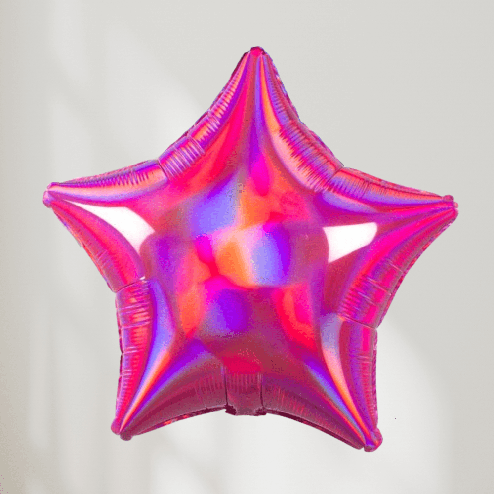 Stjerne Holografisk Rosa - Ballonglevering.no
