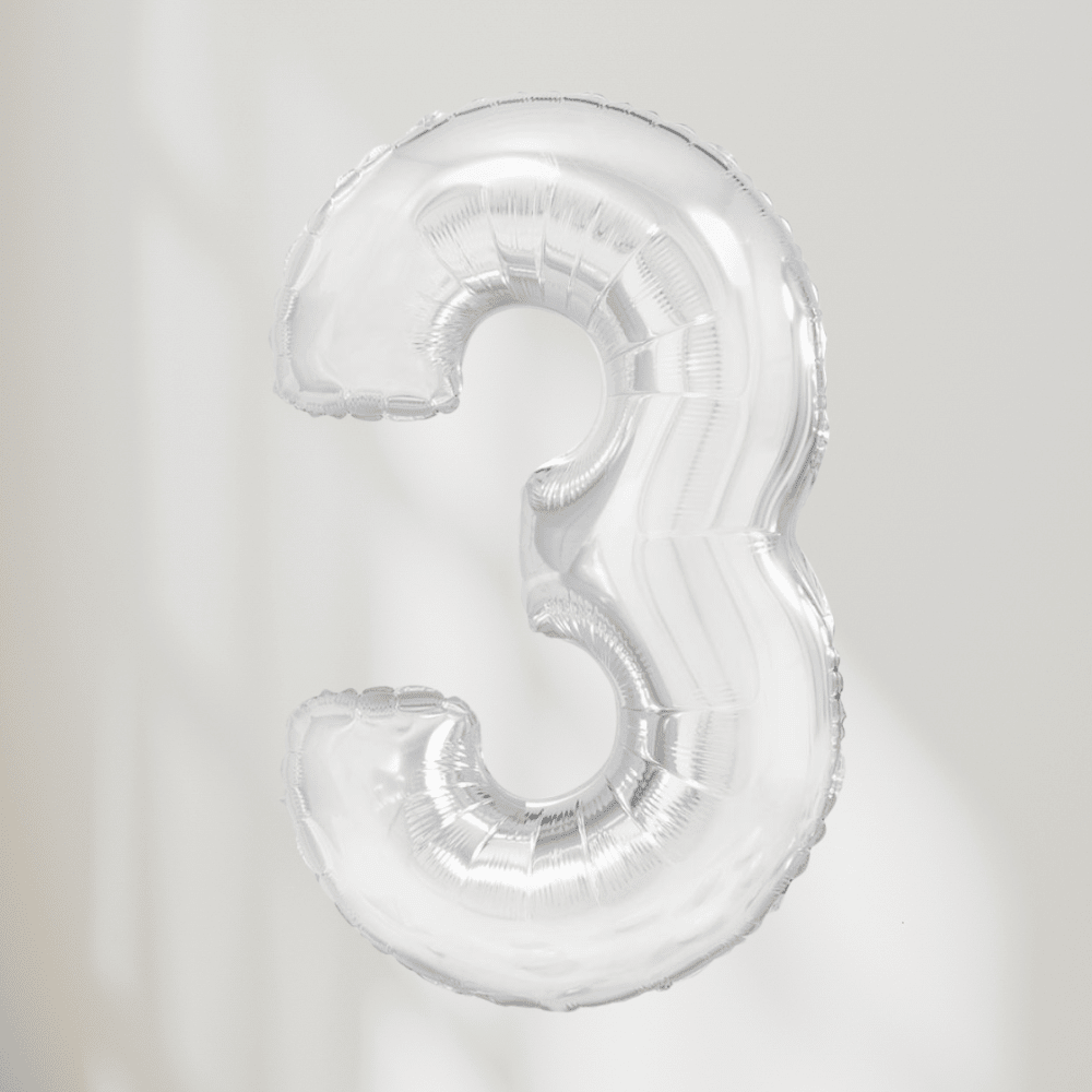 Tallballong Sølv - Velg Ditt Tall - Ballonglevering.no