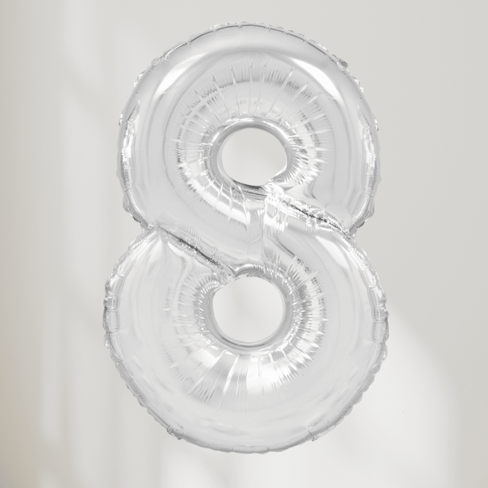 Tallballong Sølv - Velg Ditt Tall - Ballonglevering.no