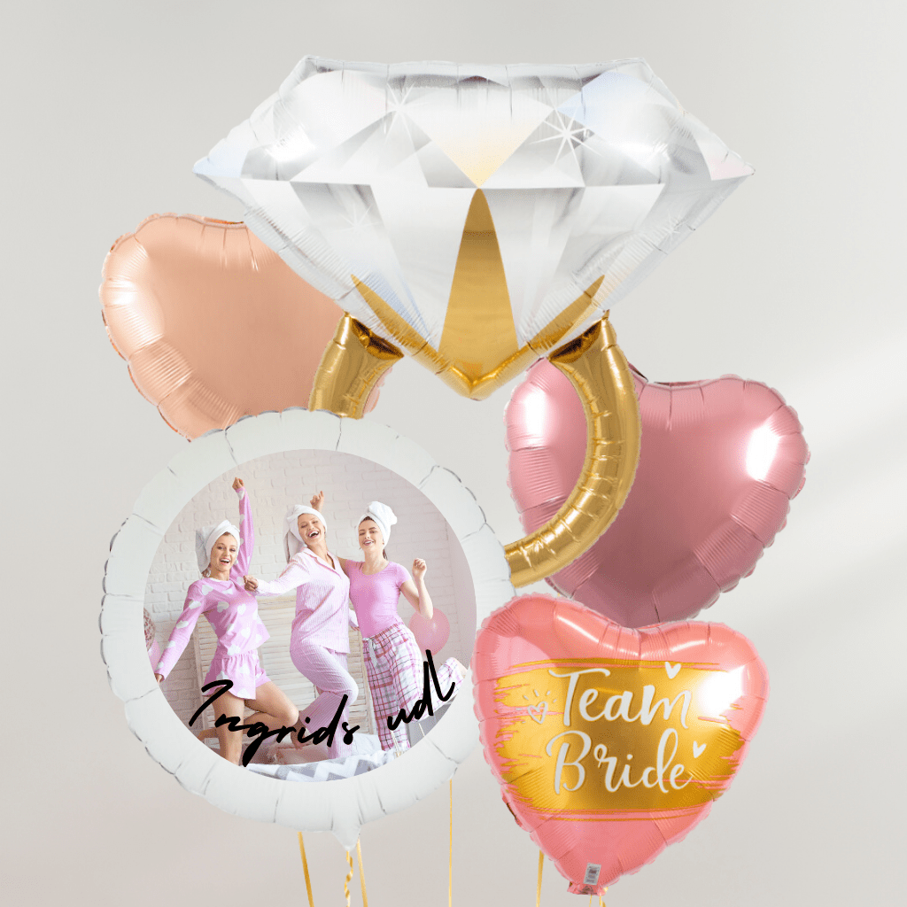 Team Bride Ballongbukett med eget bilde - Ballonglevering.no